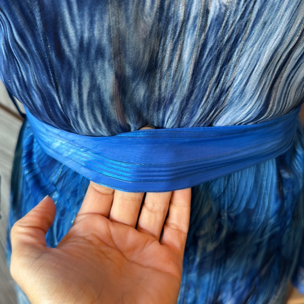 Gorgeous flowy vivid blue Tahari midi dress with pockets - Like new XS - Picture 11 of 15